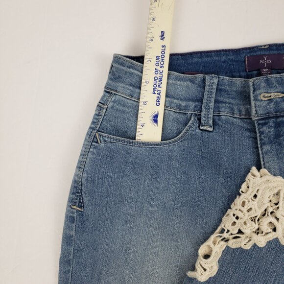 NYDJ 2P Lift Tuck Crochet Hem All Over Stretch Womens Doilie Ankle Jeans Pants - Picture 9 of 16